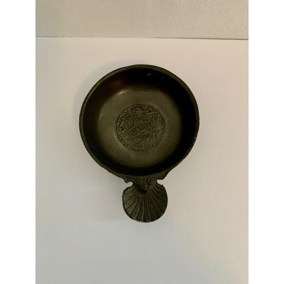 Antique 19th Century French Pewter Wine Taster Marked Crown Hallmarks 4 in Shell - Picture 1 of 14